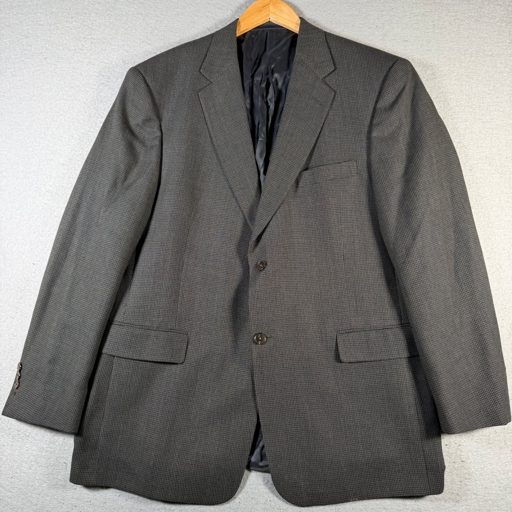 Burberry‎ London Mens Classic Fit Houndstooth Blazer Jacket Charcoal Gray